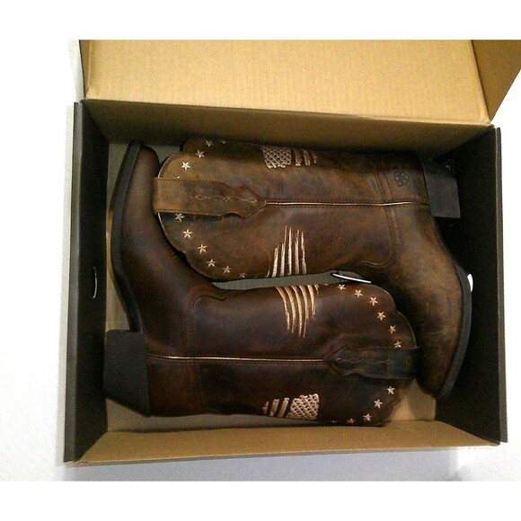 New NWT NIB Womens 7 Ariat Boot Western Distressed Heritage Liberty Leather Brow - Picture 1 of 11